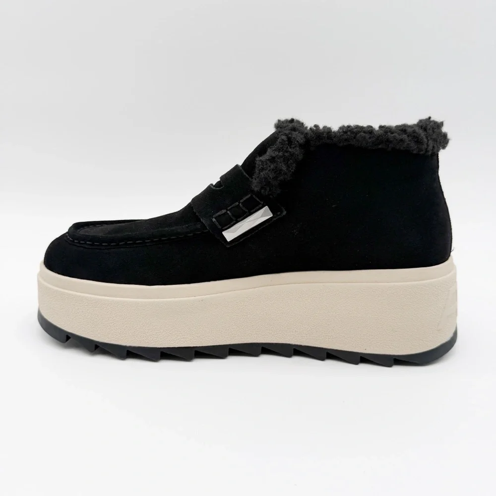 Ash Magic Moc Platform Lug Sole Ankle Boot Suede Shearling Black EU41 US 11 NEW